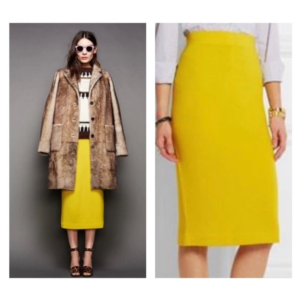 J.Crew yellow merino wool knit pencil skirt size small
